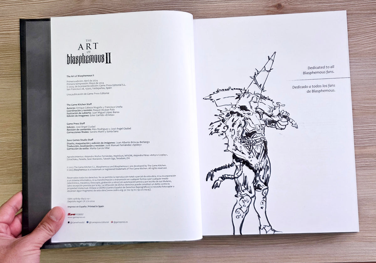 Ruego al Alba. Blasphemous II book with author's ink drawing.