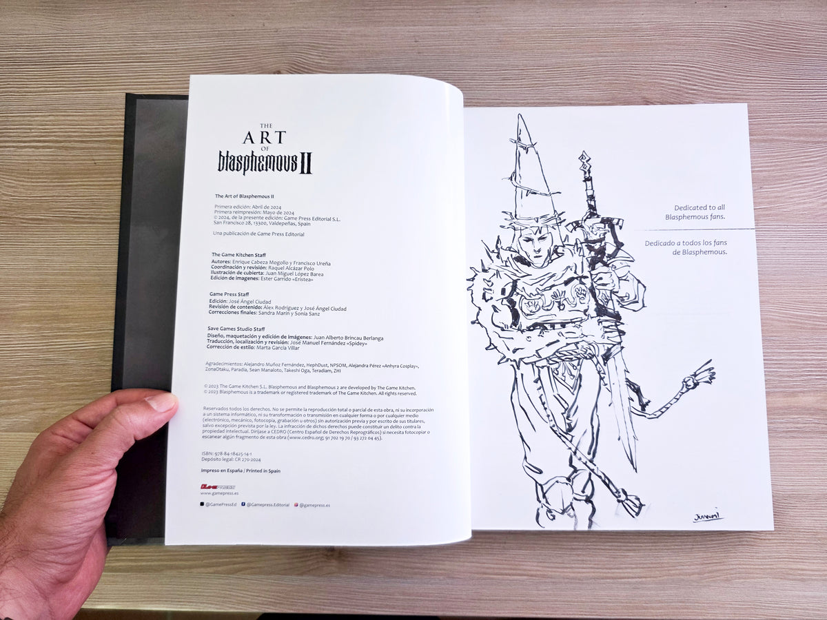 Blasphemous II book with author's ink drawing.