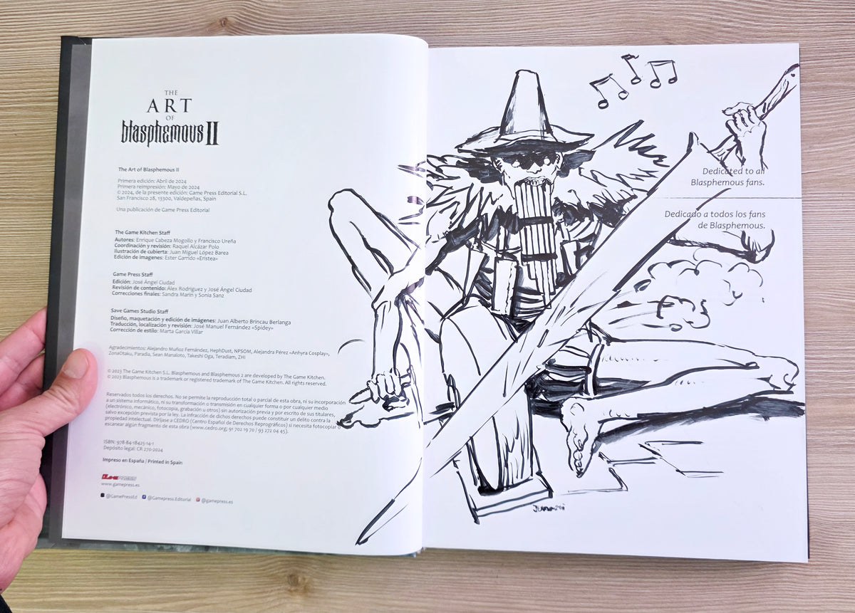 Afilaor. Blasphemous II book with author's ink drawing.