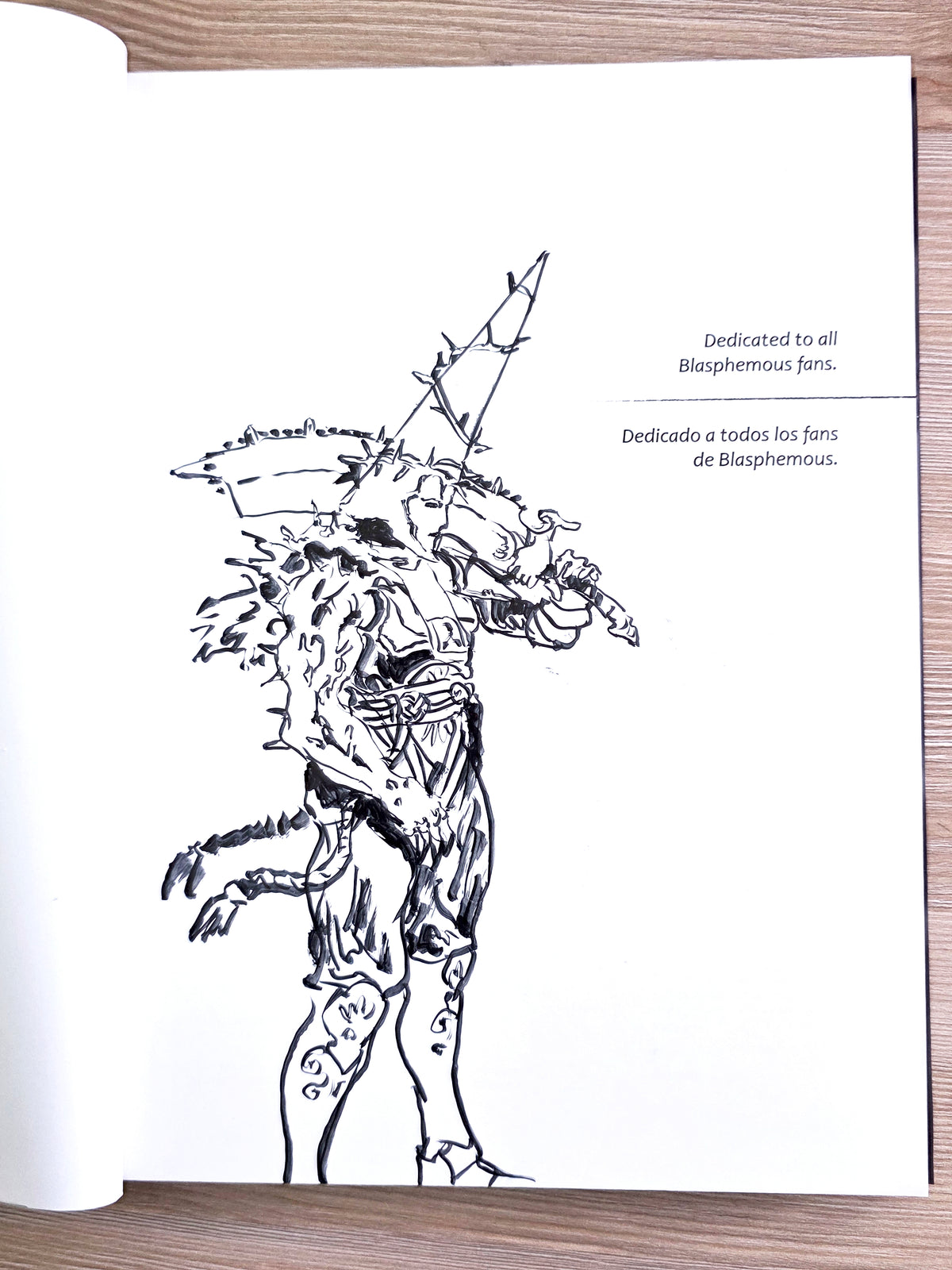 Ruego al Alba. Blasphemous II book with author's ink drawing.