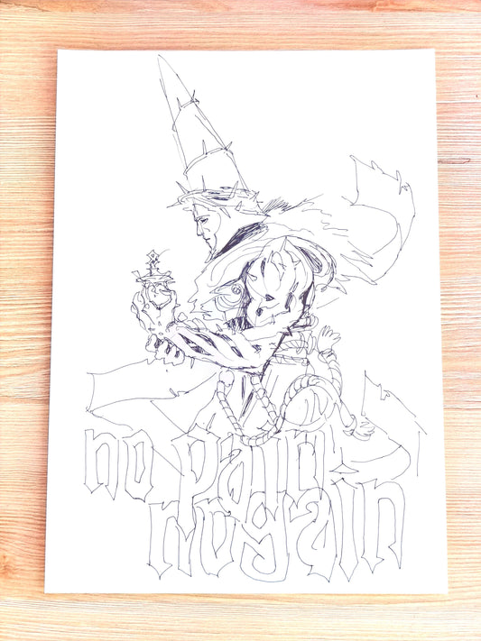 Original Drawing No Pain No Gain TShirt design sketch